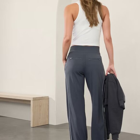 Venice High Rise Track Stripe Wide Leg Pant, Granite Blue/White Stripe - NWT! - Picture 7 of 7